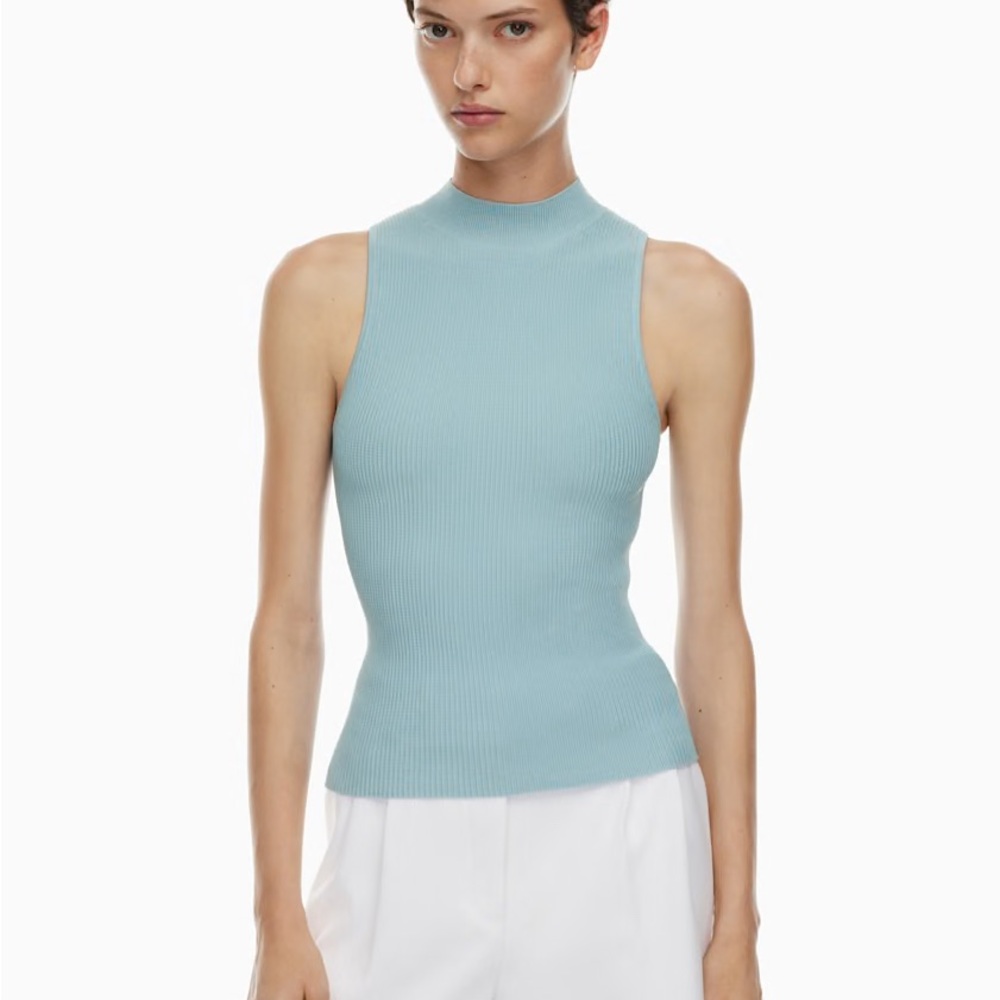 Babaton Light Blue Ribbed Tank Top - Picture 2 of 6